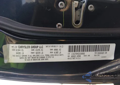 2013 Dodge Dart Sxt z USA, uszkodzony, nr VIN 1C3CDFBA5DD338992